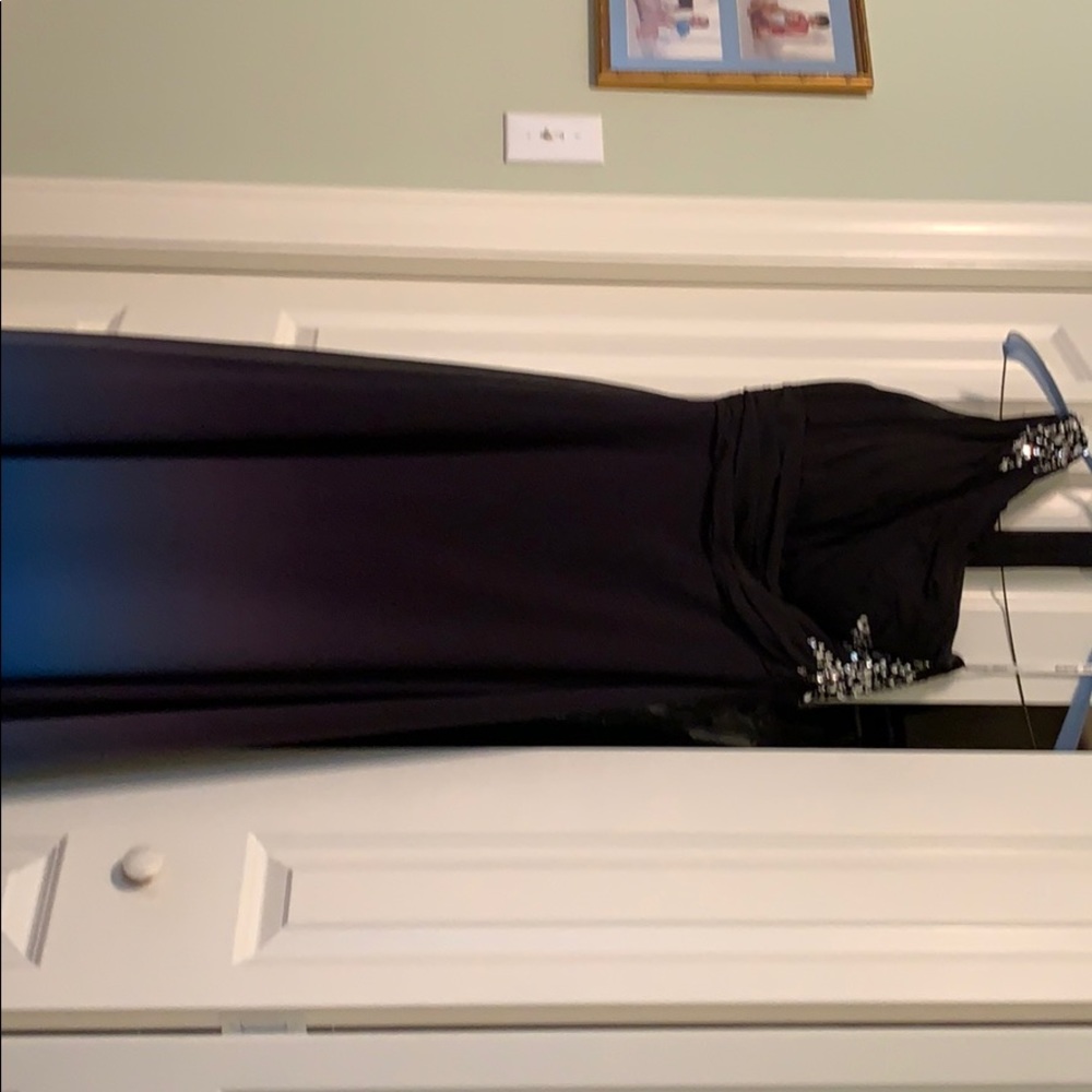 One shoulder corset ombré prom dress